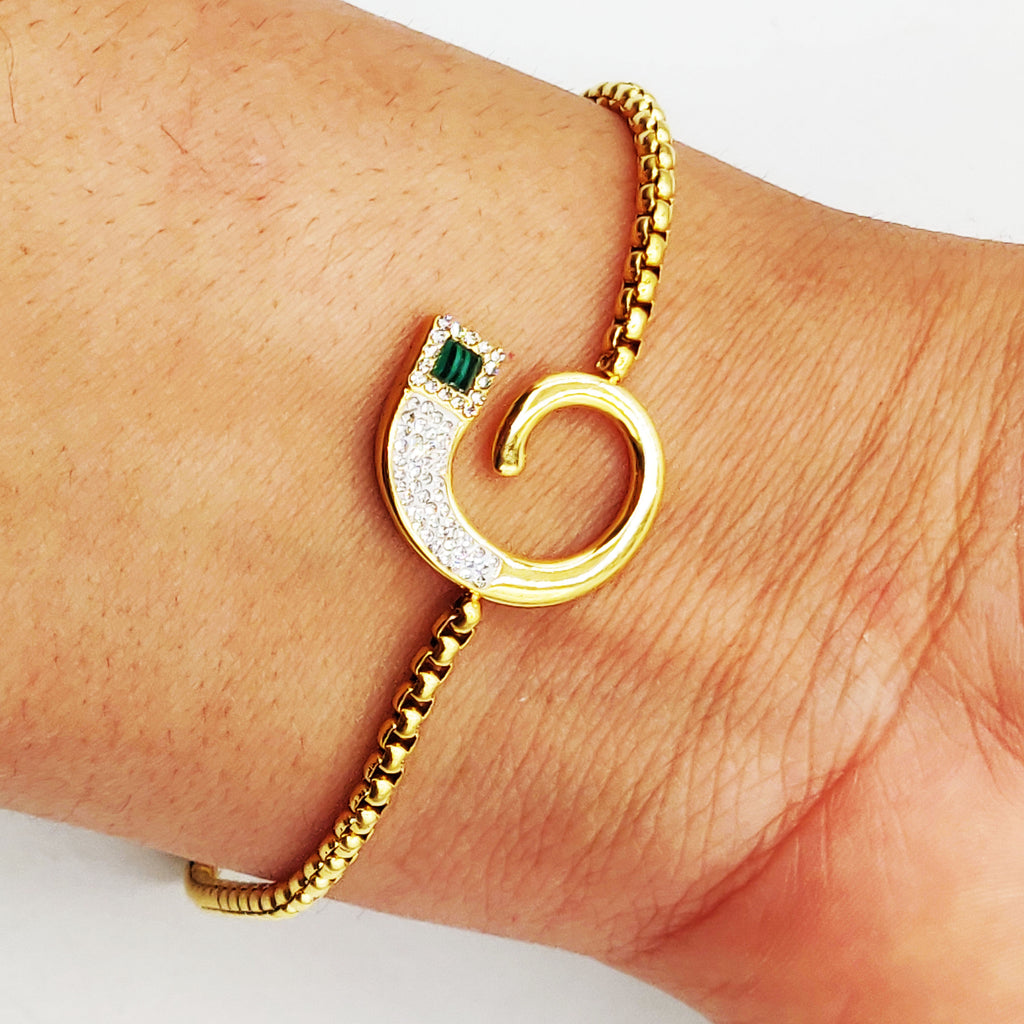 Bracelet Chaîne Cubique Tourbillon Cristal Vert Luxe