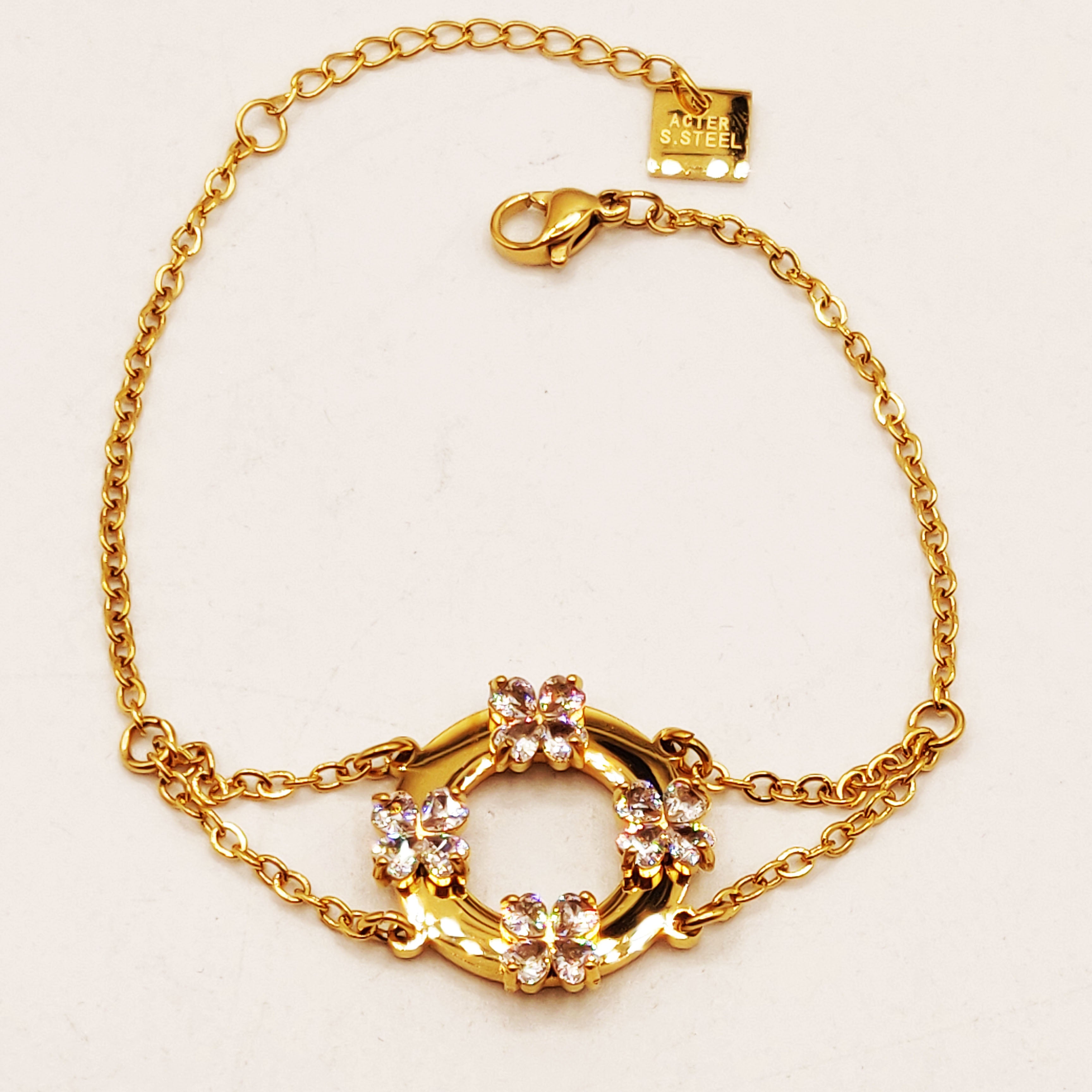 Bracelet Cercle 4 Trèfles Cristaux Luxe