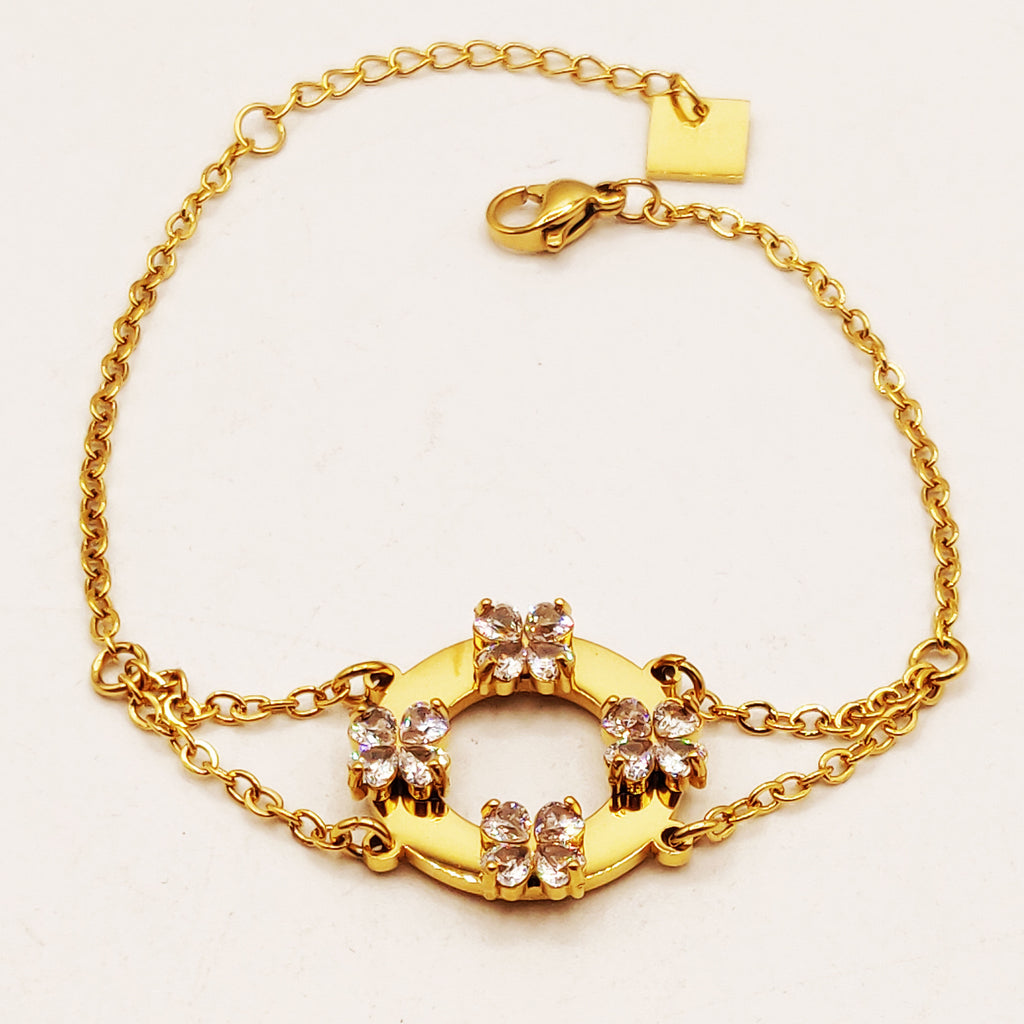 Bracelet Cercle 4 Trèfles Cristaux Luxe