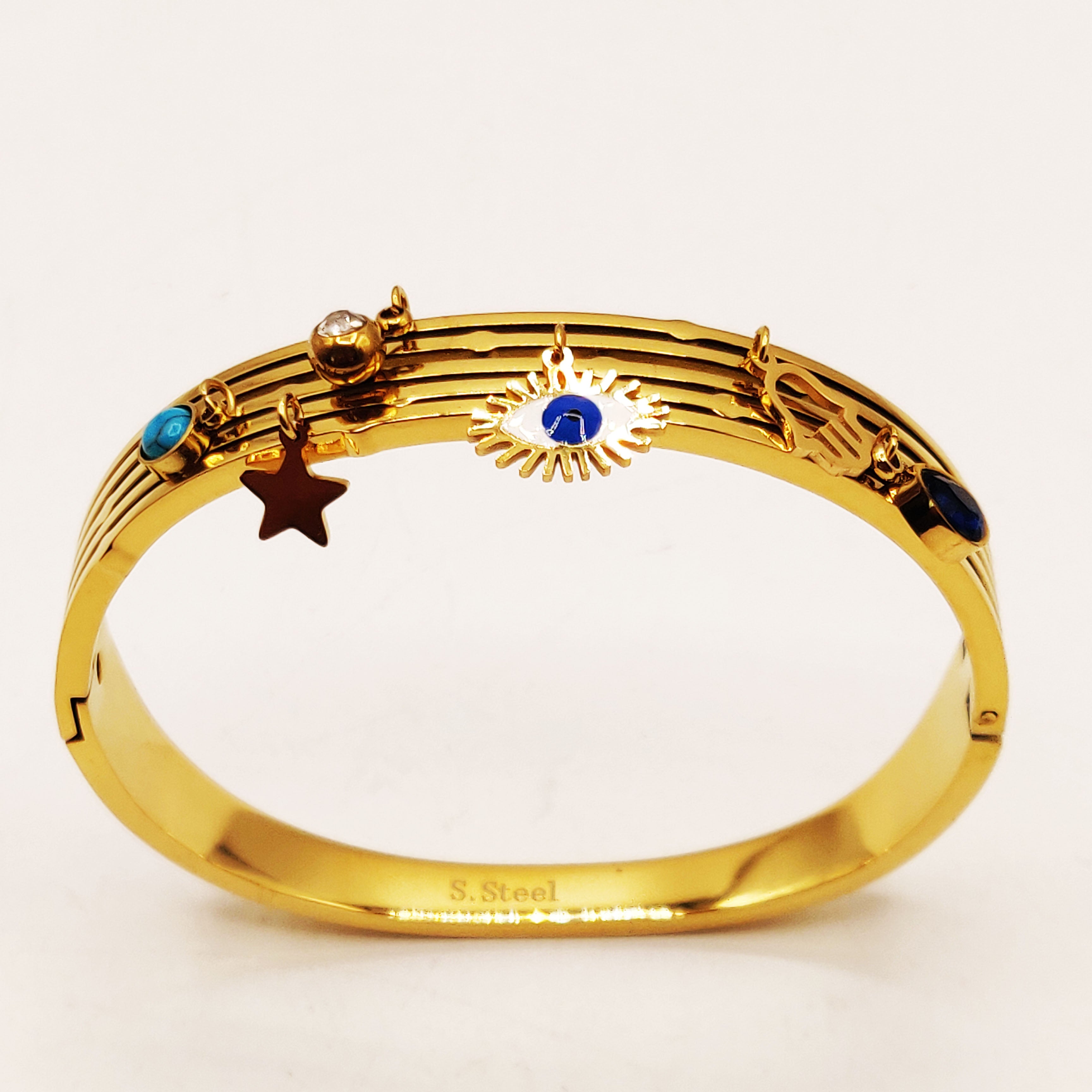 Bracelet Rigide Oeil Multi Pendentifs Luxe