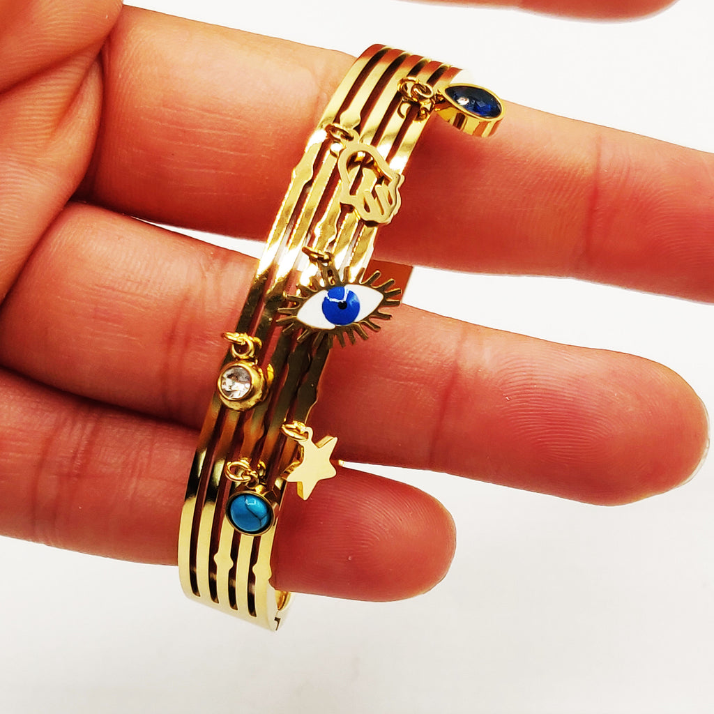 Bracelet Rigide Oeil Multi Pendentifs Luxe