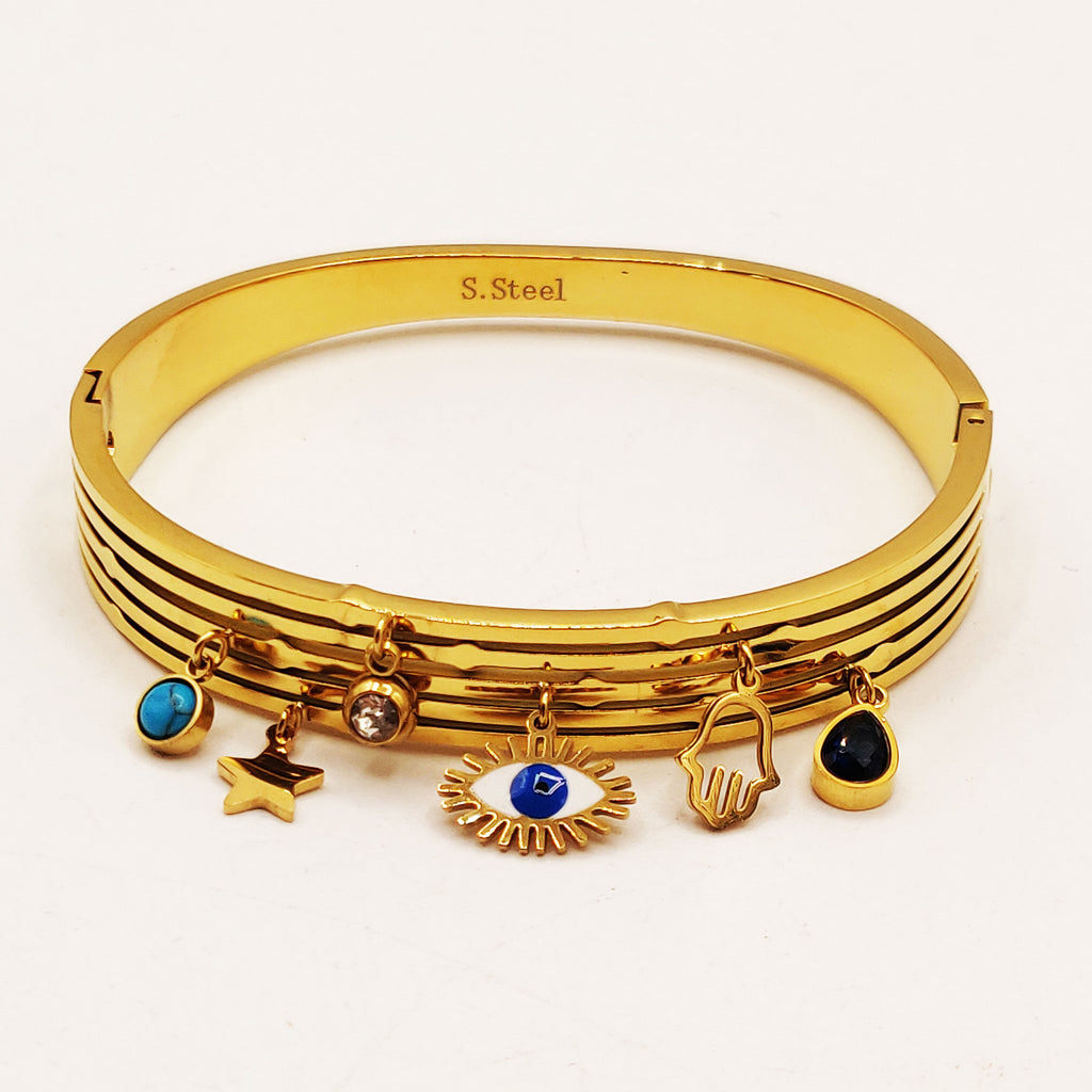 Bracelet Rigide Oeil Multi Pendentifs Luxe