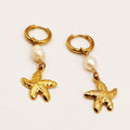 Boucles d'oreilles Chaîne Bibelots Coquillages et Perles d'imitation Blanches