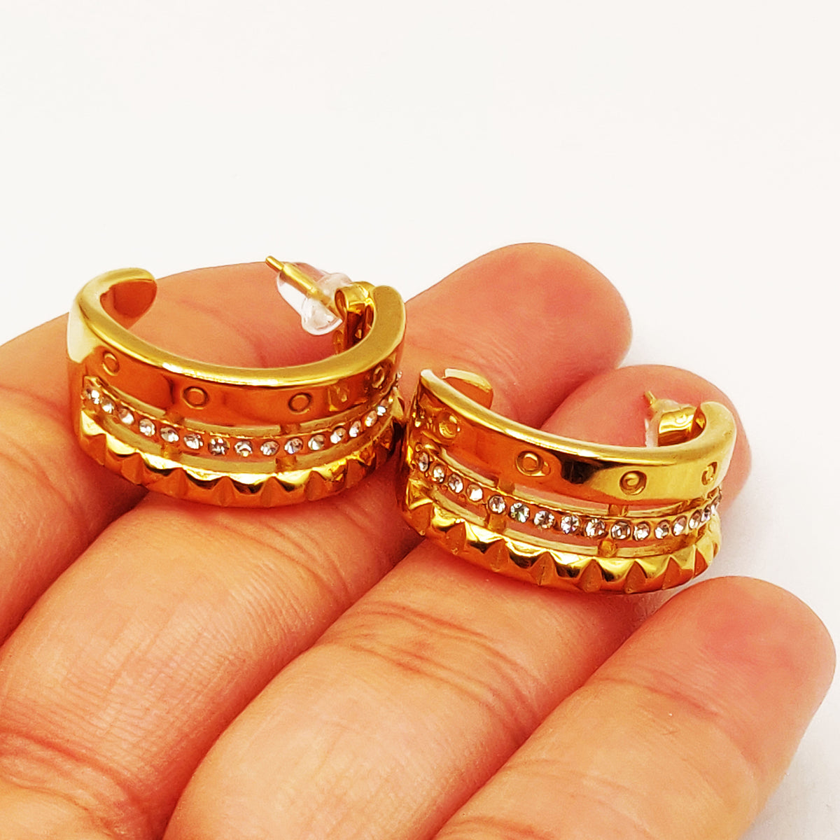 Boucles d'oreilles Cercle Multi Pics Luxe