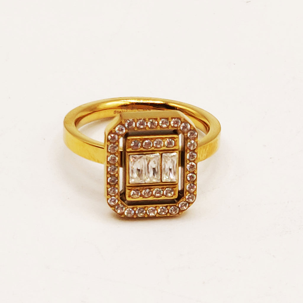 Bague Carré Tour Cristaux Luxe