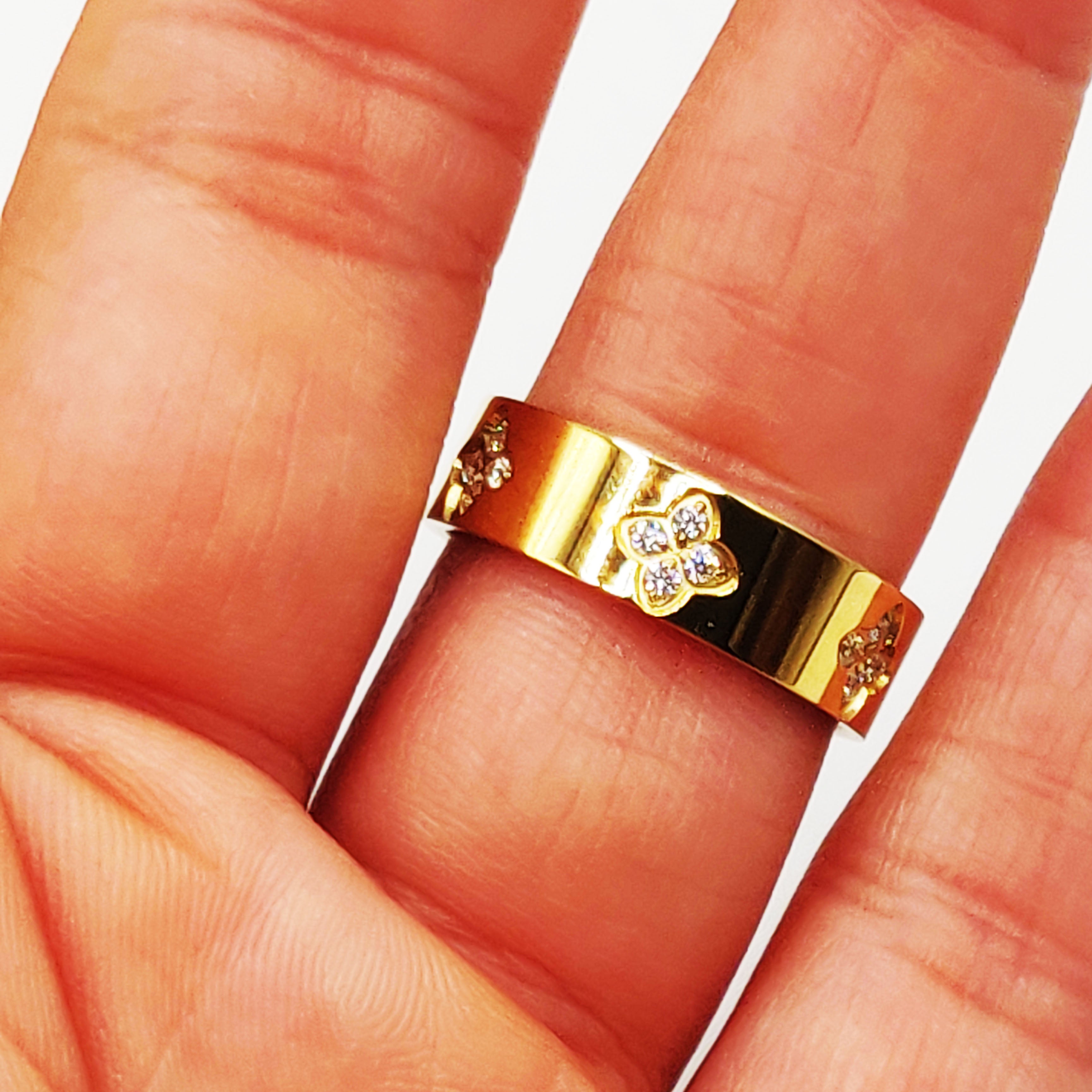 Bague Trèfles Cristaux Intégrés