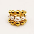 Bague Multi Perles d'imitation Blanches et Dorées