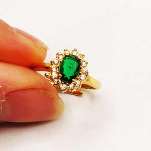 Bague Soleil Vert Tour Cristaux