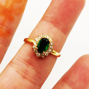 Bague Soleil Vert Tour Cristaux