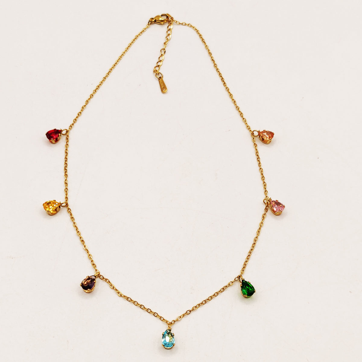 Collier Multi Cristaux Gouttes Multicolores