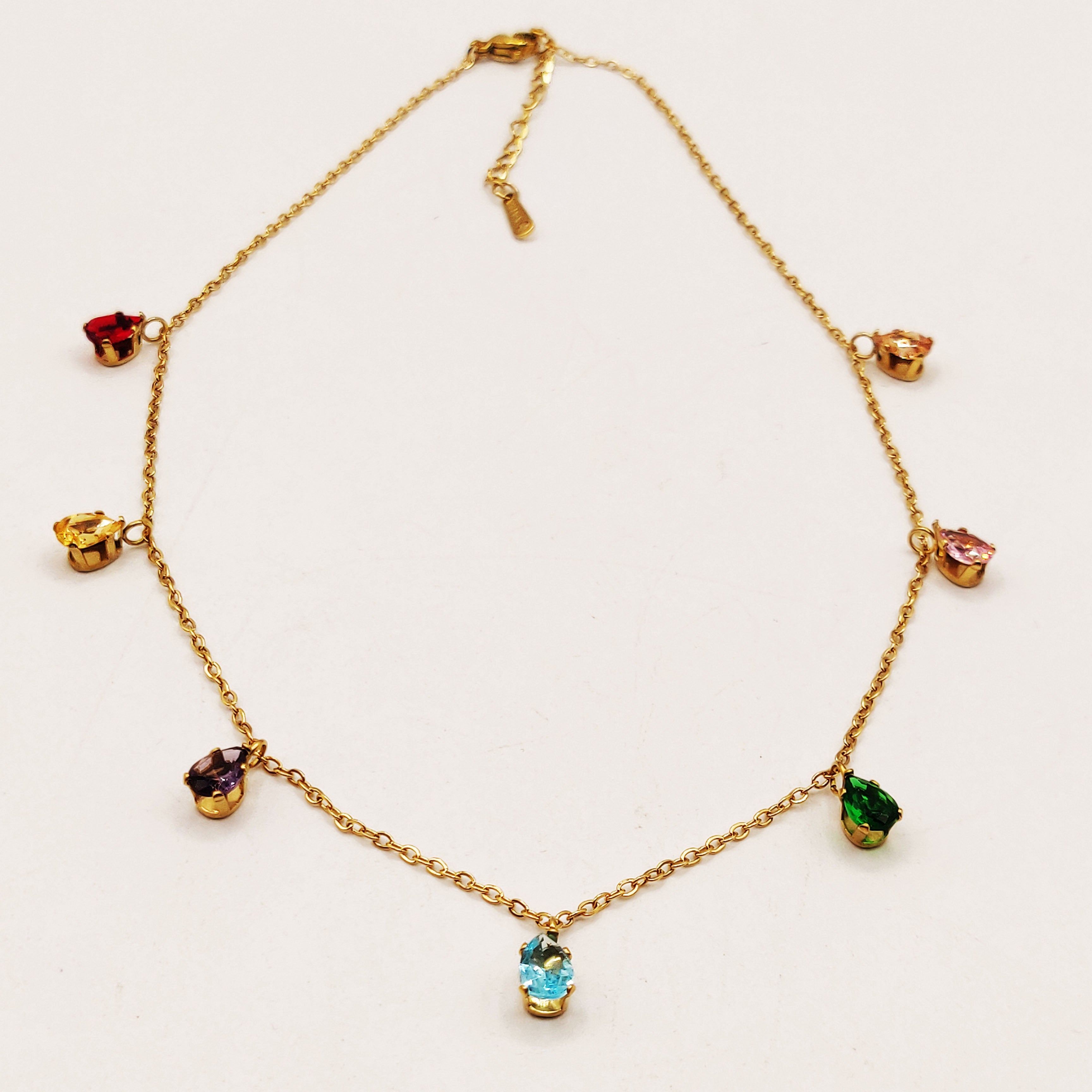 Collier Multi Cristaux Gouttes Multicolores