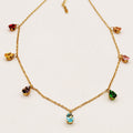 Collier Multi Cristaux Gouttes Multicolores