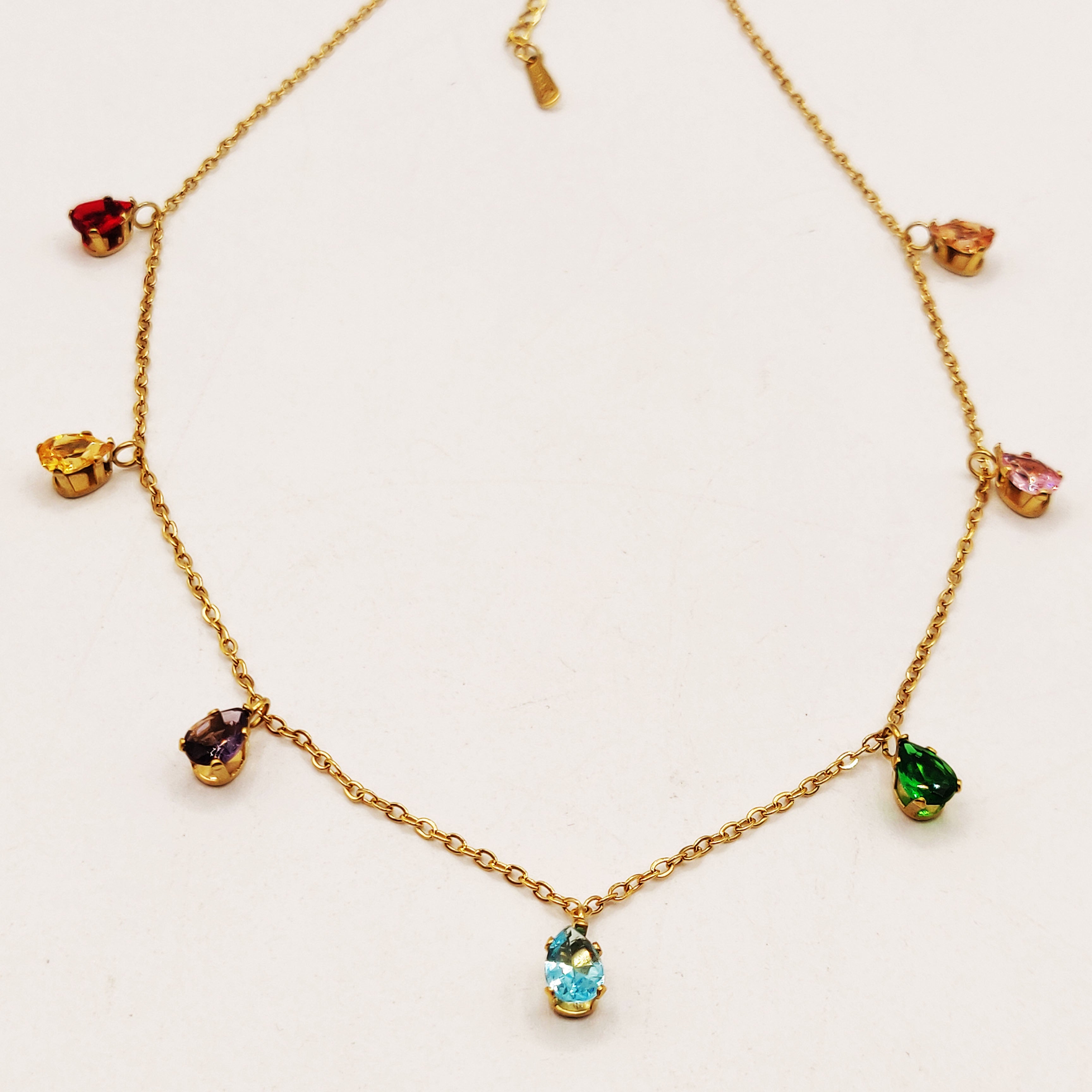 Collier Multi Cristaux Gouttes Multicolores