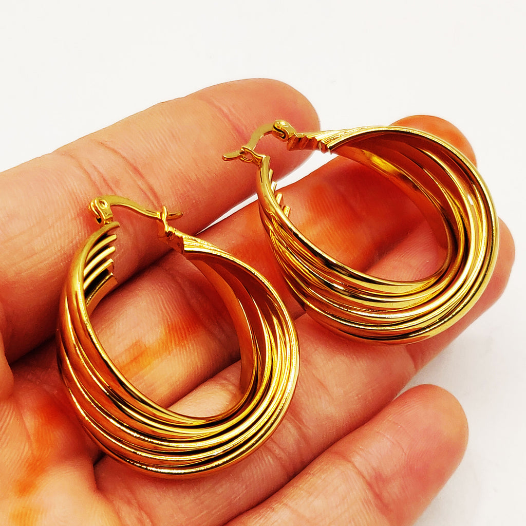 Boucles d'oreilles Multi Lignes Torsadées