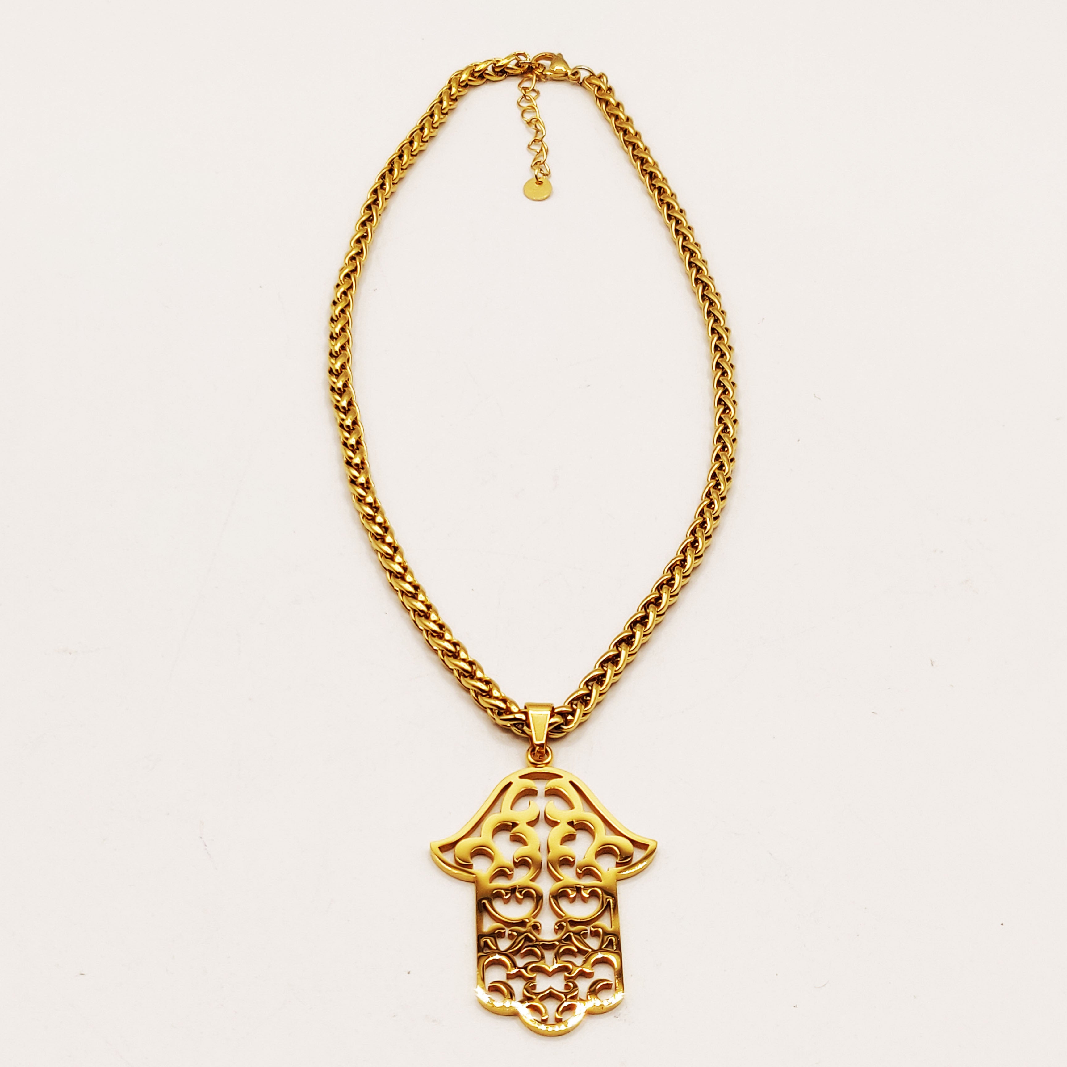 Collier Torsade Pendentif Grande Main de Fatma Orientale Luxe