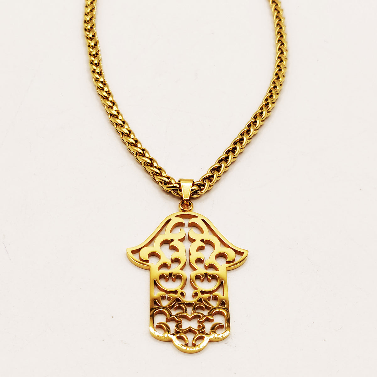Collier Torsade Pendentif Grande Main de Fatma Orientale Luxe