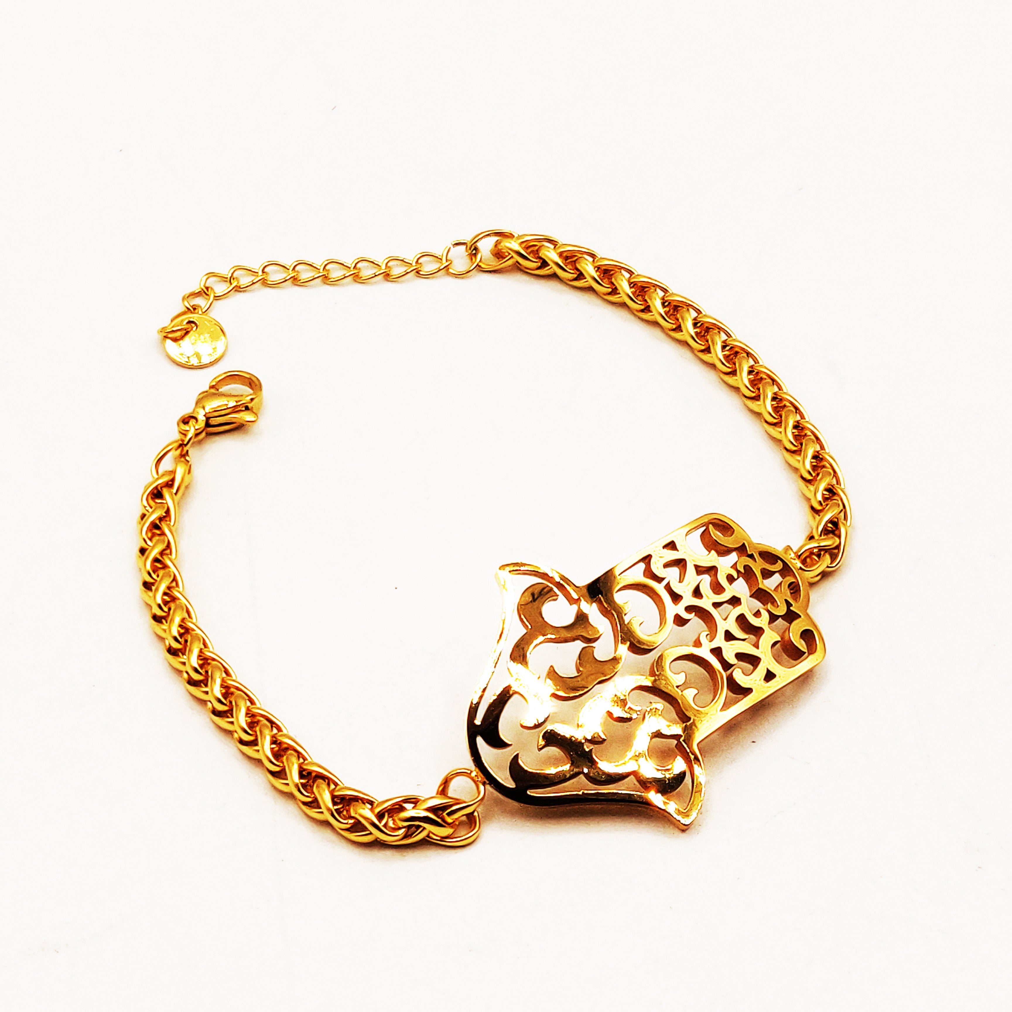 Bracelet Torsade Pendentif Grande Main de Fatma Orientale Luxe