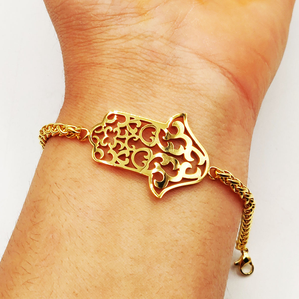 Bracelet Torsade Pendentif Grande Main de Fatma Orientale Luxe