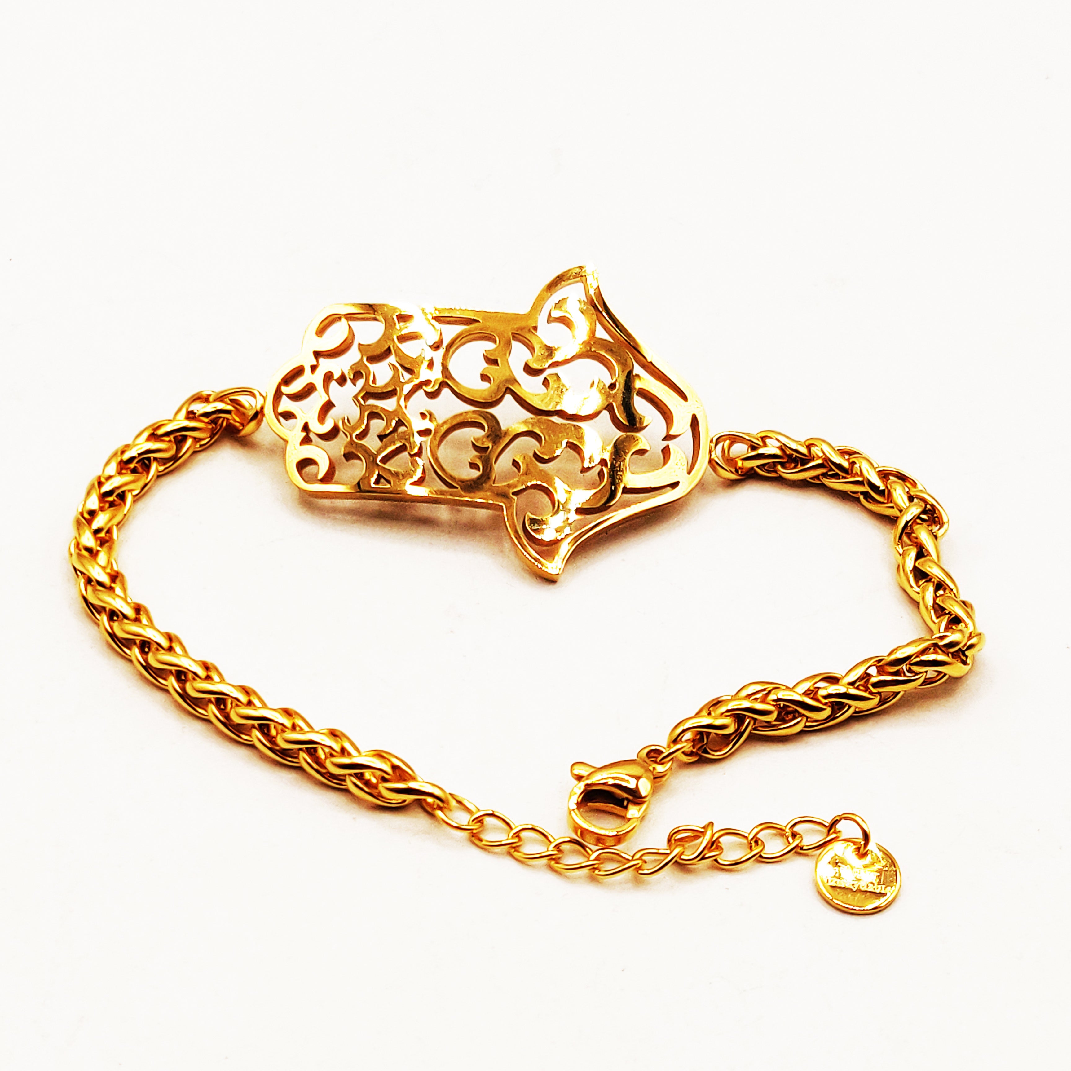 Bracelet Torsade Pendentif Grande Main de Fatma Orientale Luxe