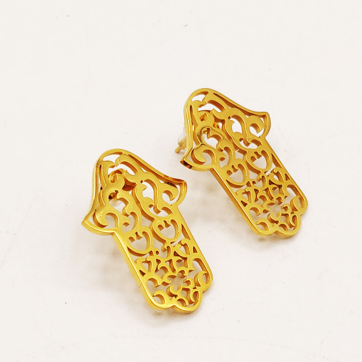 Boucles d'oreilles Torsade Pendentif Grande Main de Fatma Orientale Luxe
