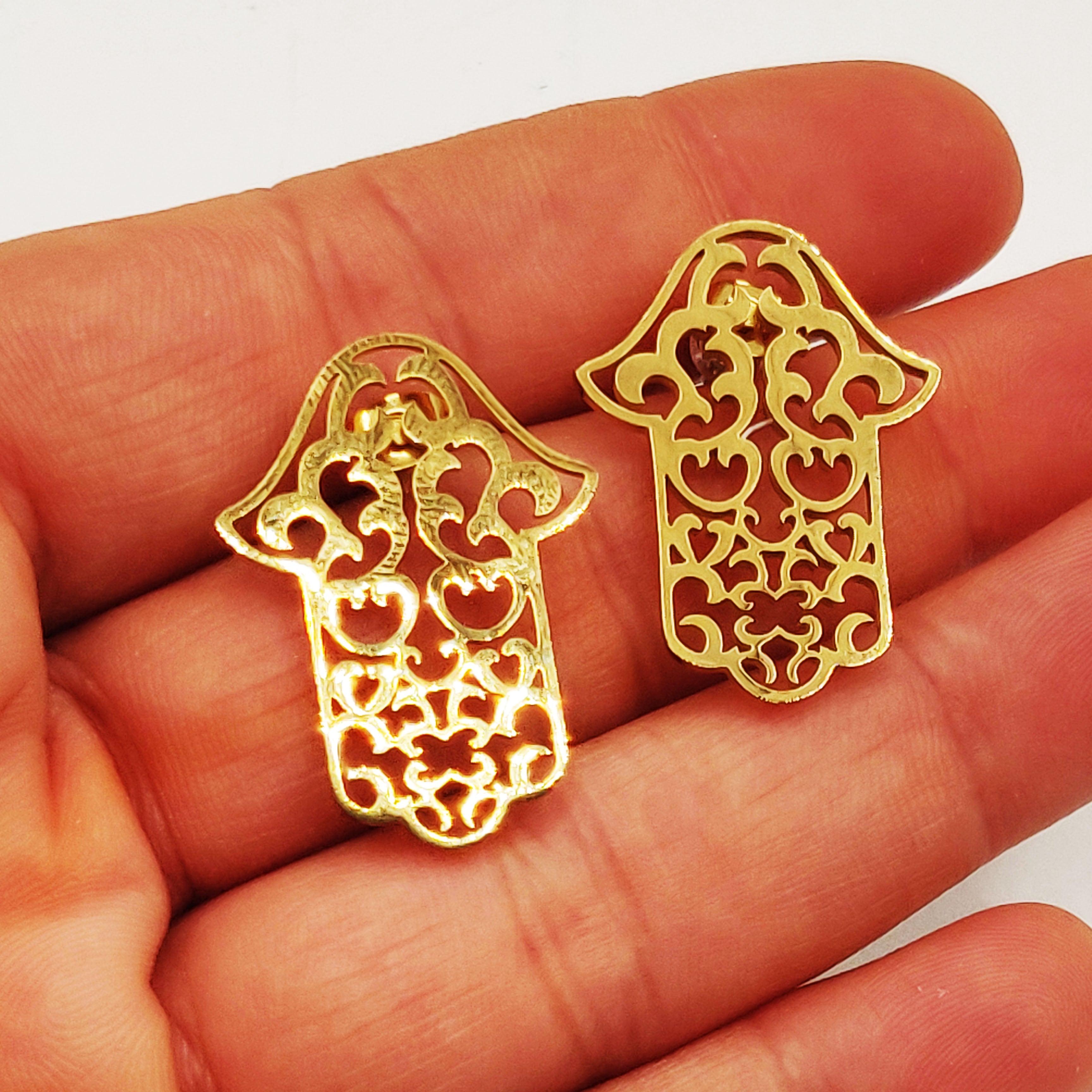 Boucles d'oreilles Torsade Pendentif Grande Main de Fatma Orientale Luxe