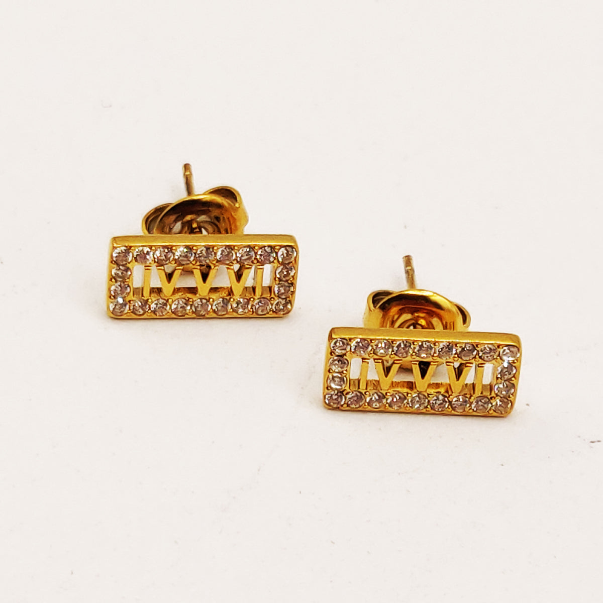 Boucles d'oreilles Rectangle Cristaux Romain Luxe