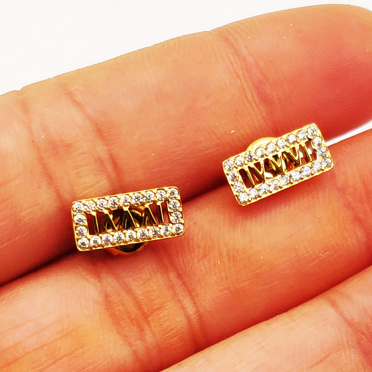 Boucles d'oreilles Rectangle Cristaux Romain Luxe