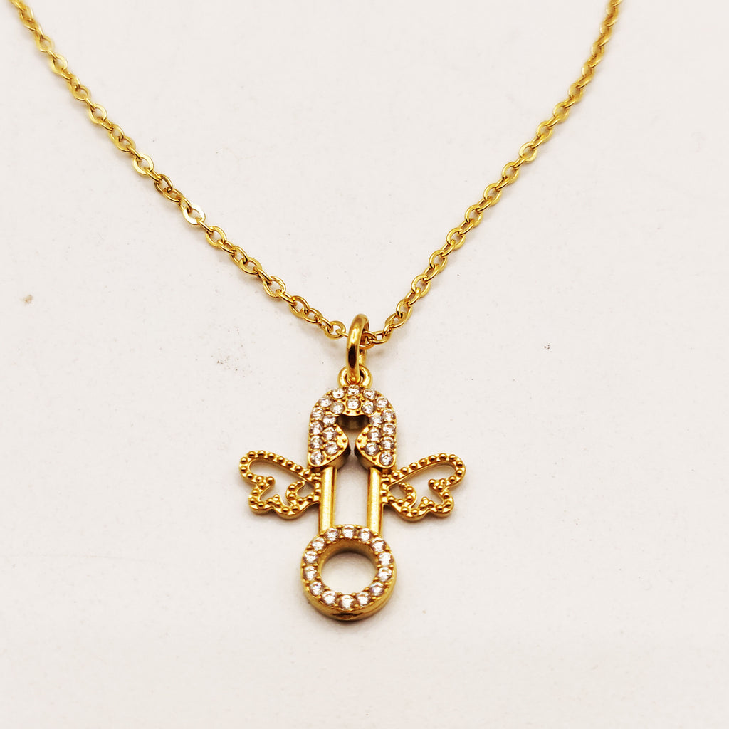 Collier Épingle Ailée Cristaux