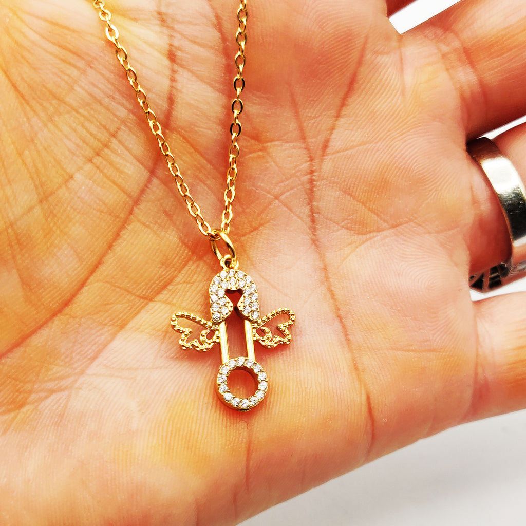 Collier Épingle Ailée Cristaux