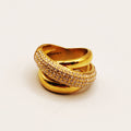 Bague Triple Anneaux Cristaux Luxe