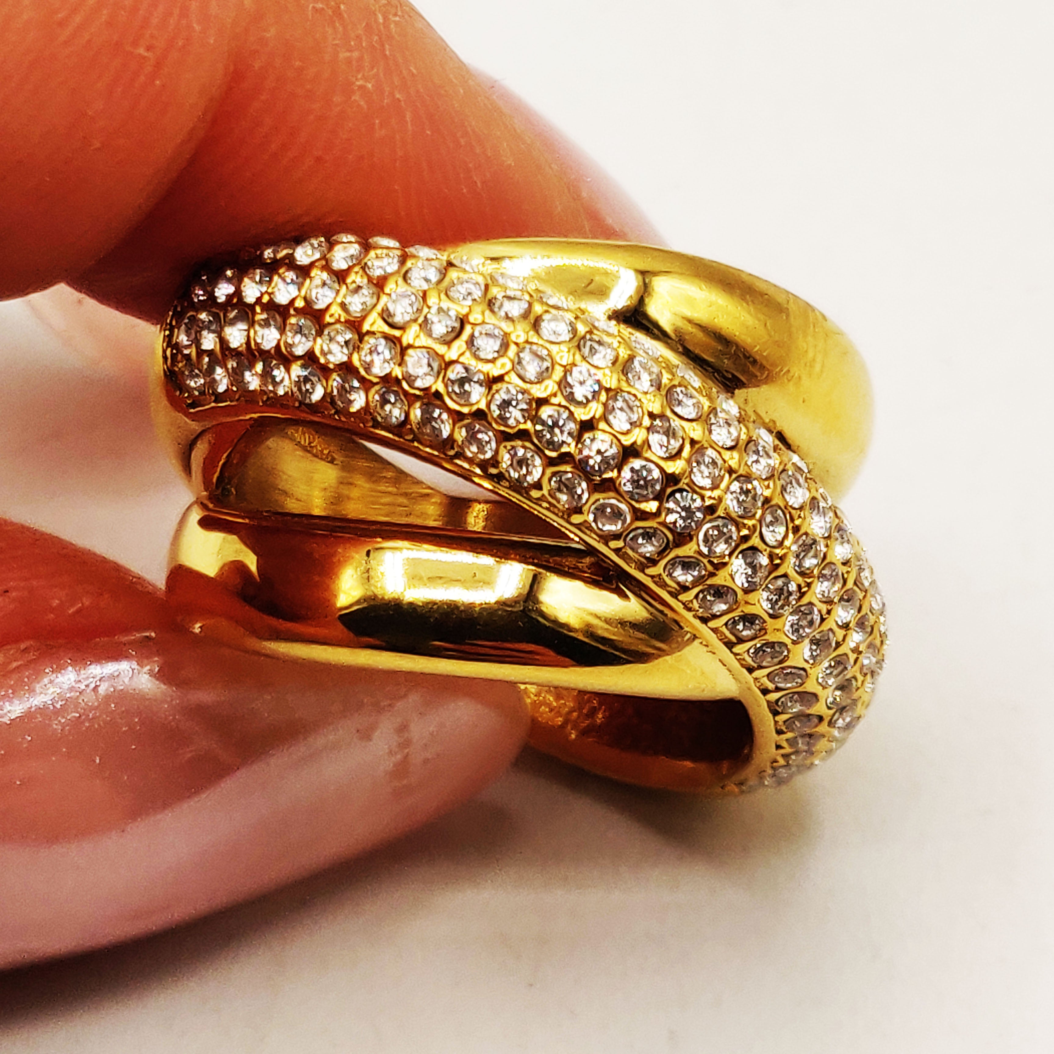 Bague Triple Anneaux Cristaux Luxe