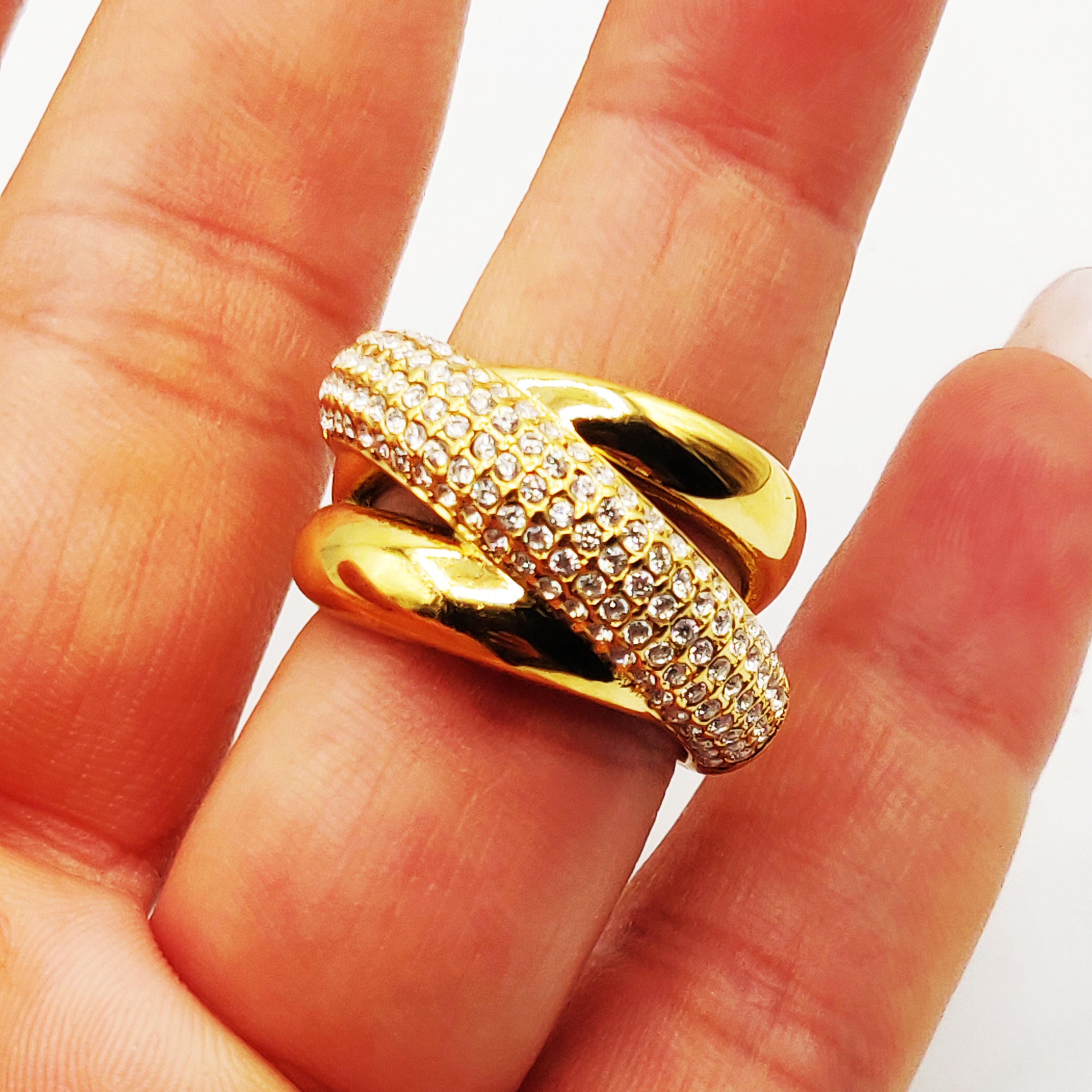 Bague Triple Anneaux Cristaux Luxe