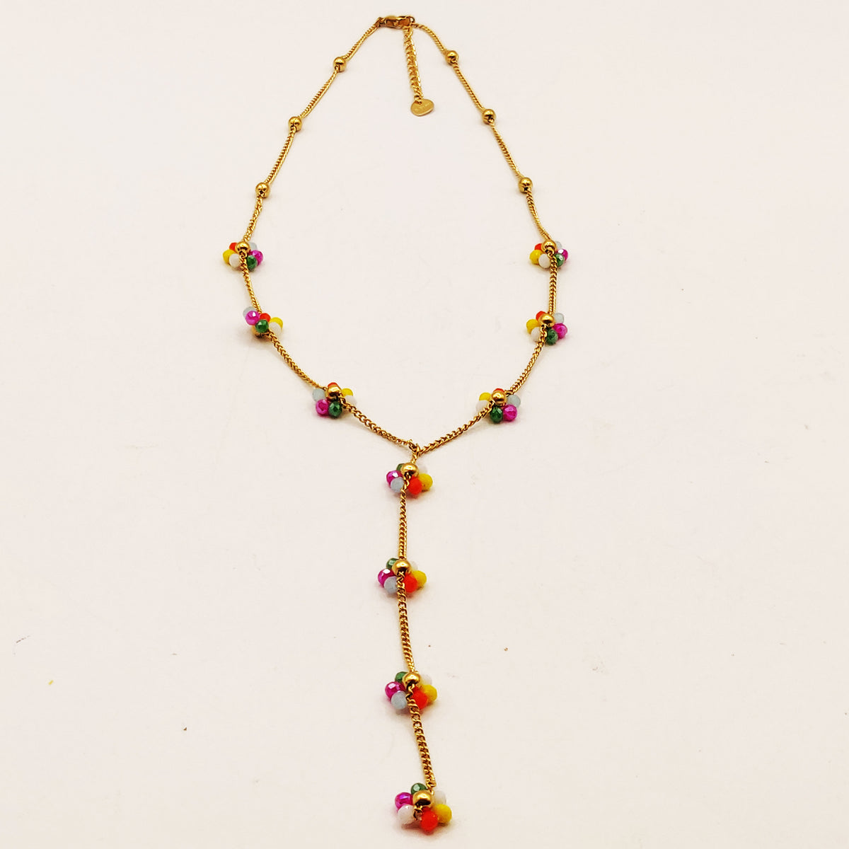 Collier Fleurs en Perles d'imitation Multicolores Descendant