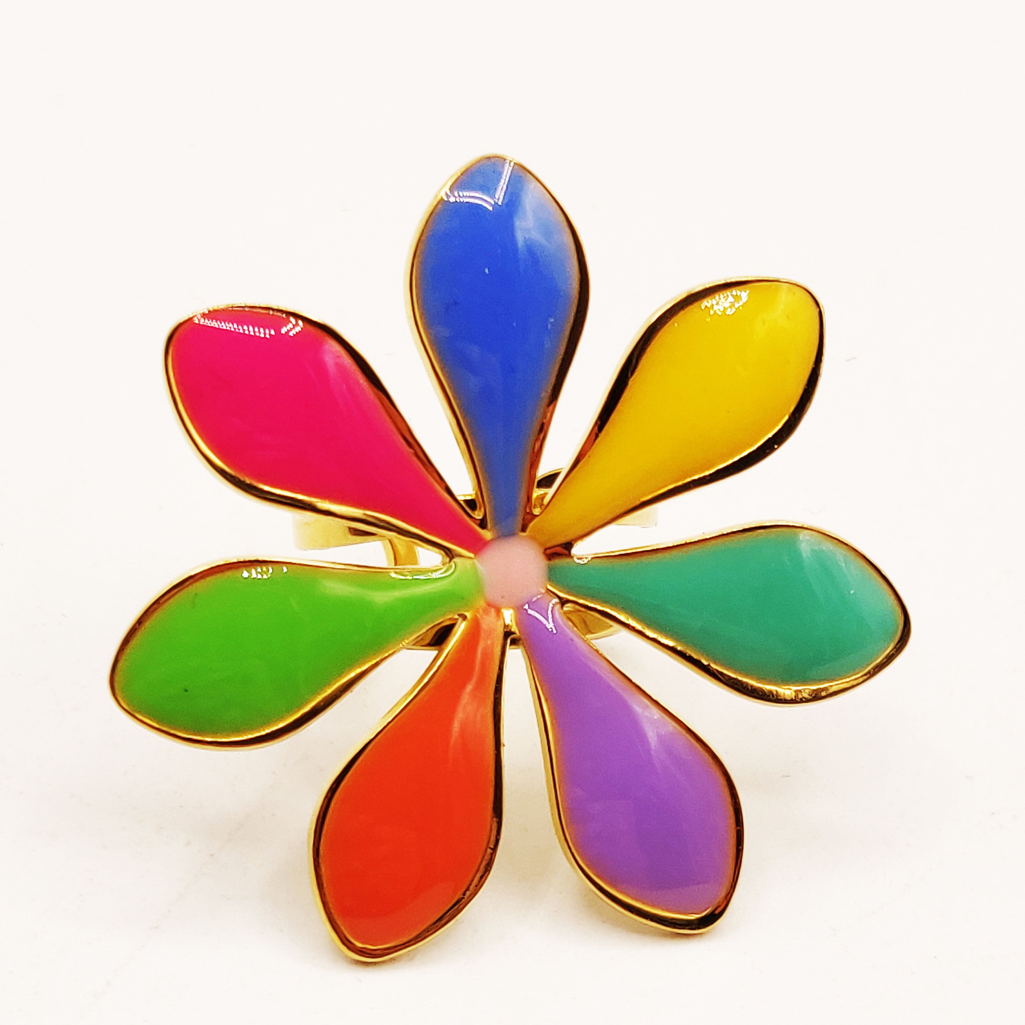 Bague Fleur Pétales Multicolores