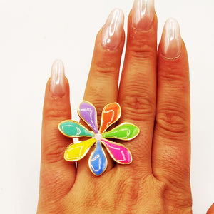 Bague Fleur Pétales Multicolores