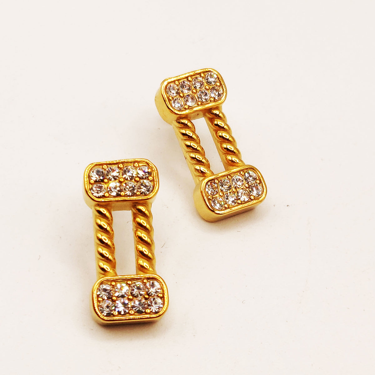 Boucles d'oreilles Double Rectangles Cristaux