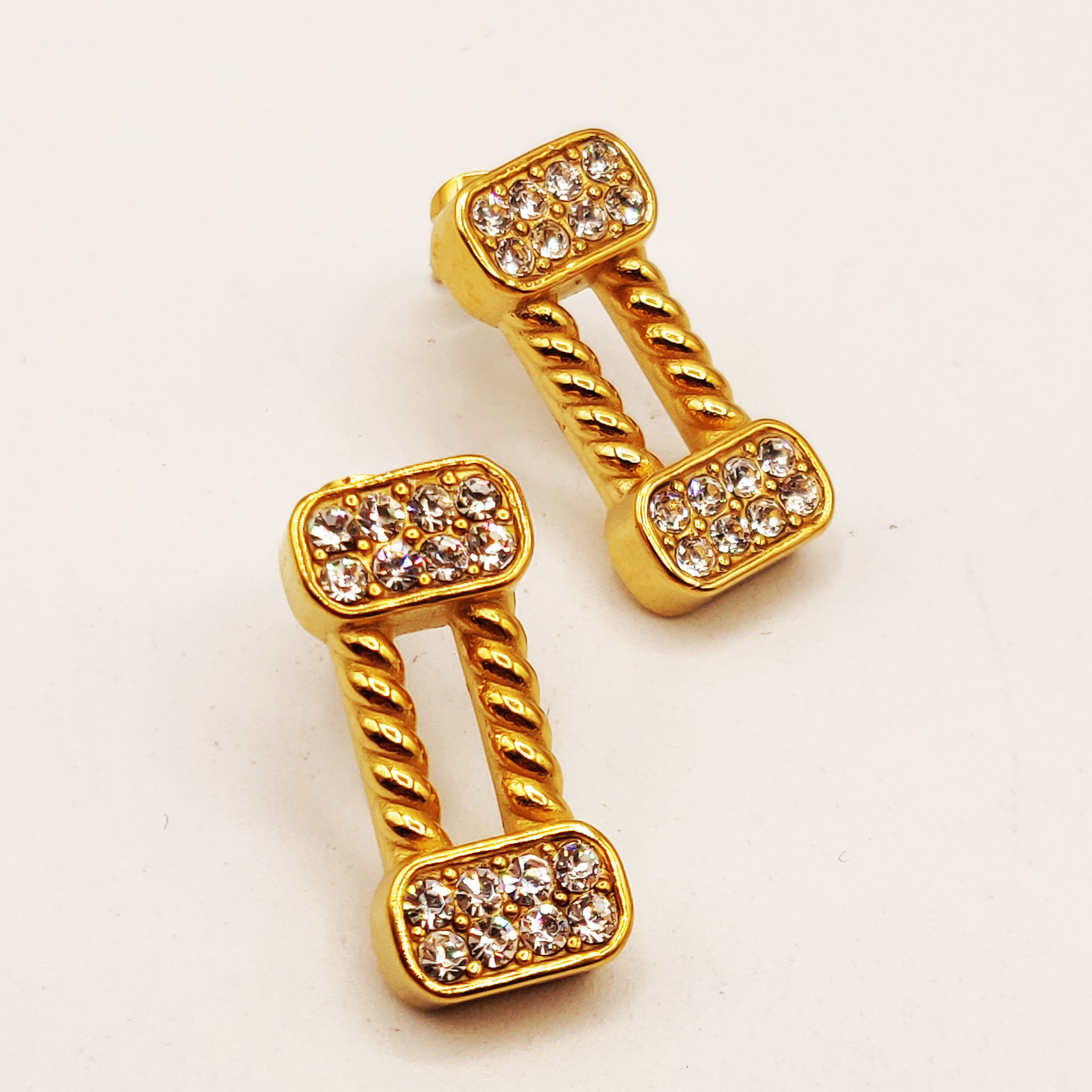 Boucles d'oreilles Double Rectangles Cristaux