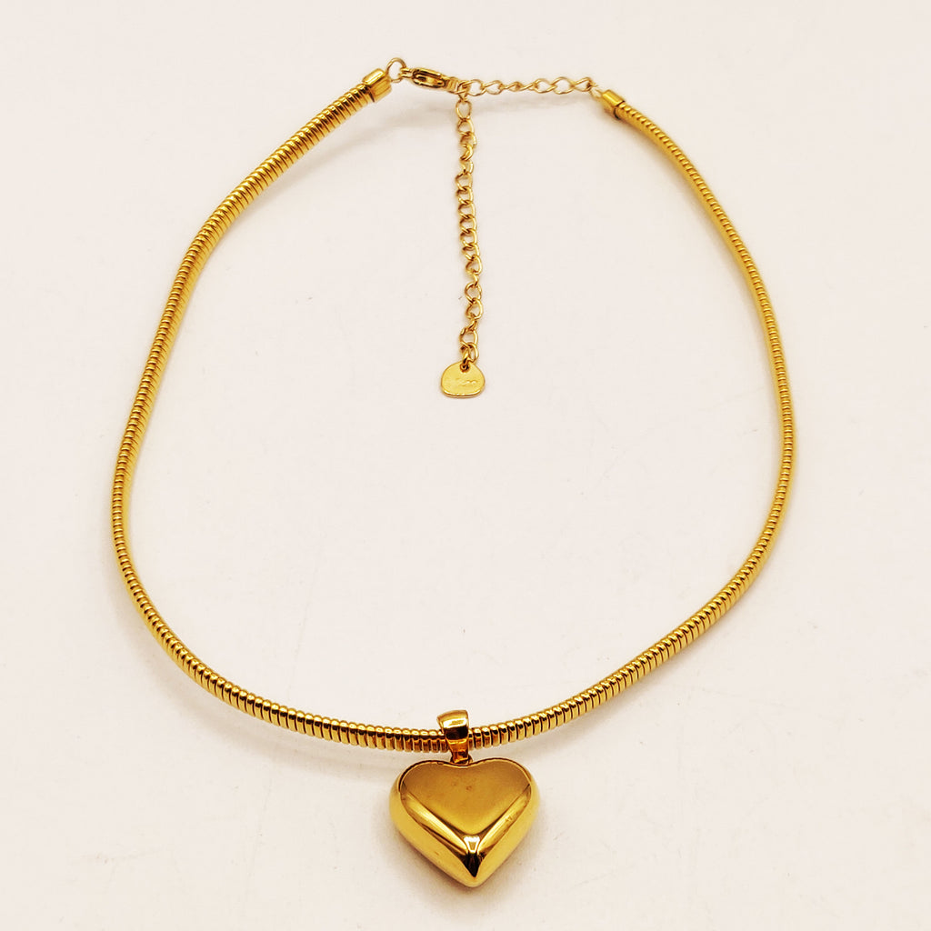 Collier Maille Rigide Coeur Bombé Luxe
