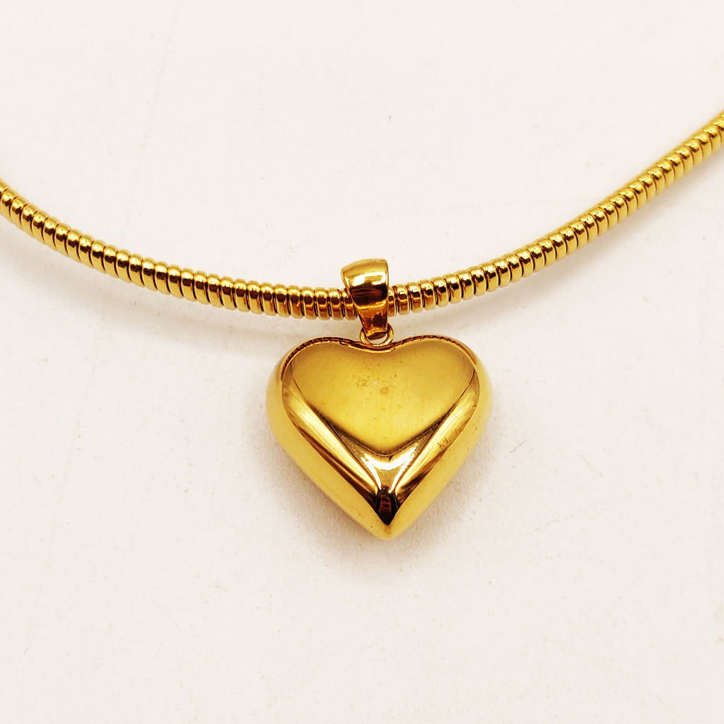 Collier Maille Rigide Coeur Bombé Luxe
