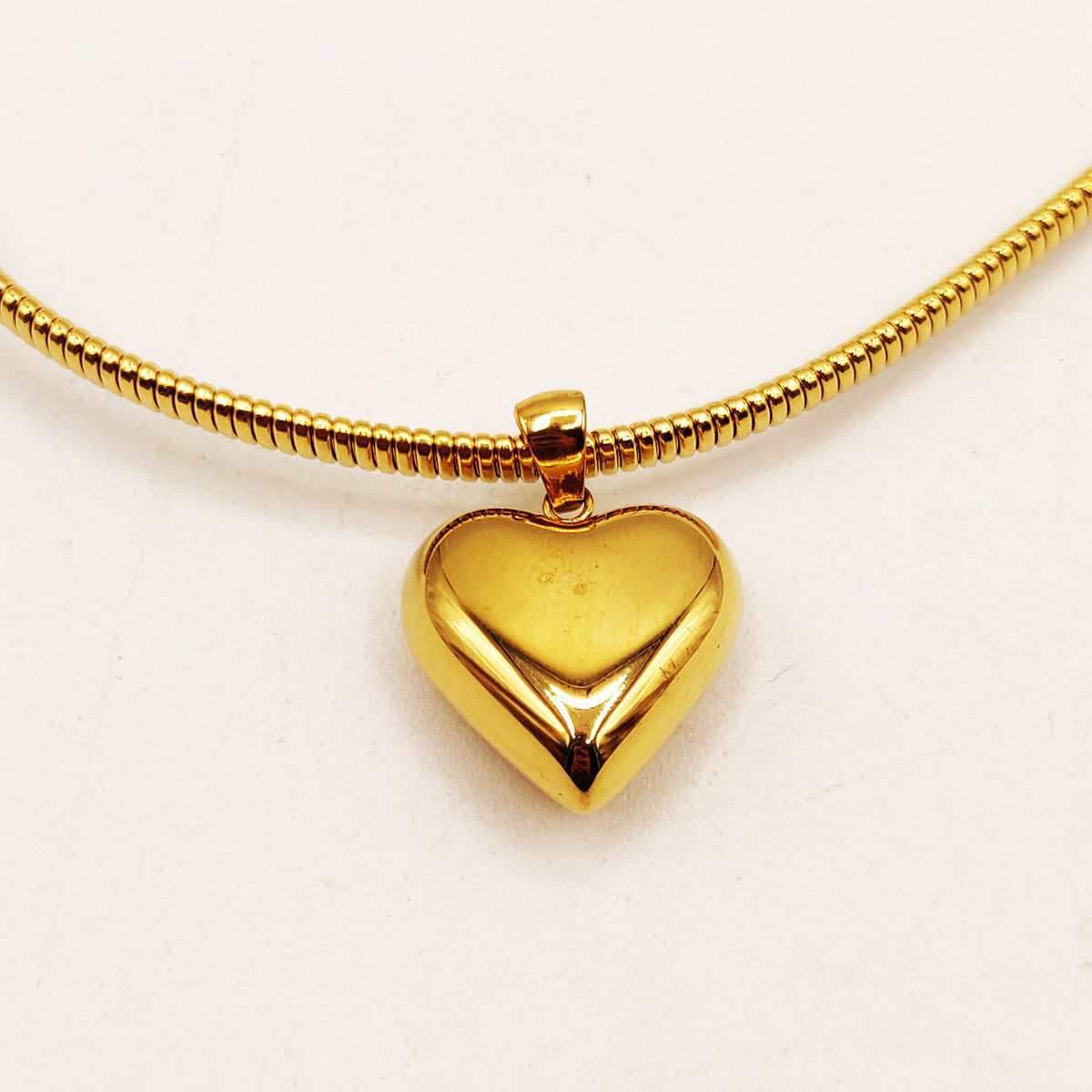 Collier Maille Rigide Coeur Bombé Luxe