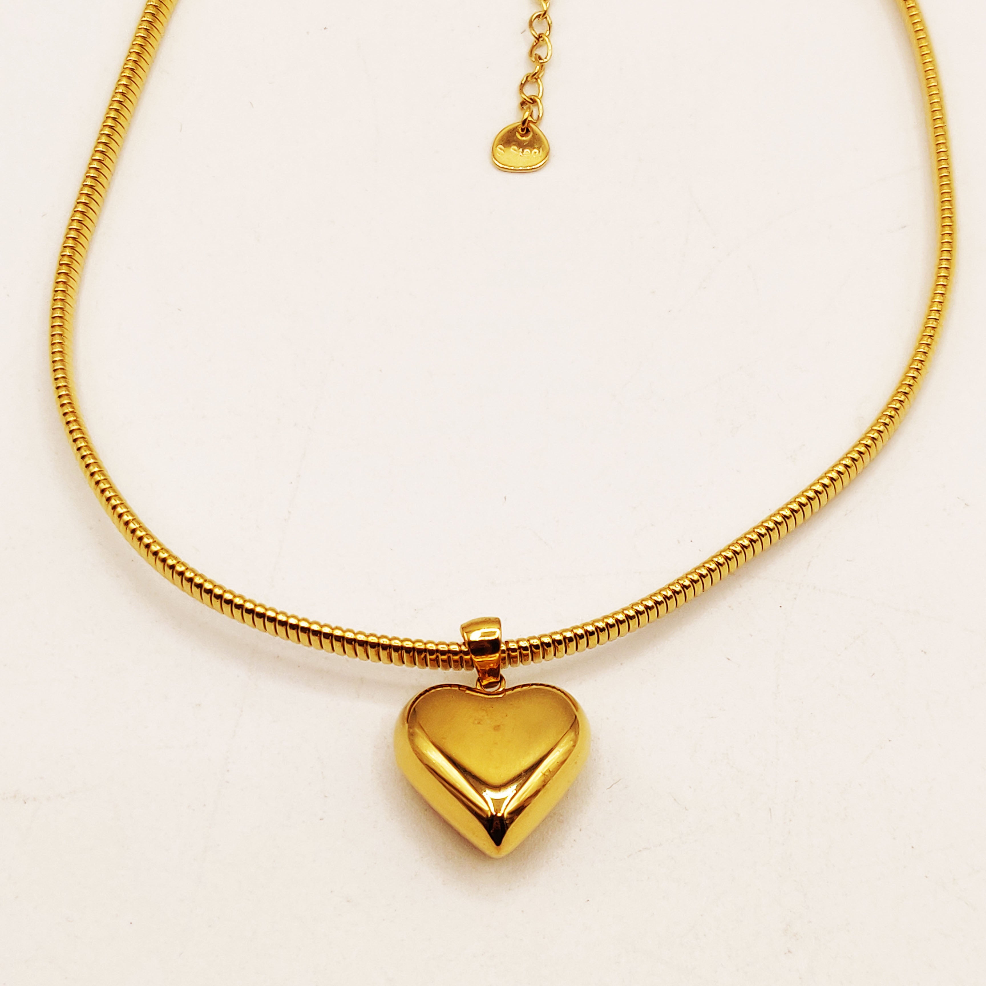 Collier Maille Rigide Coeur Bombé Luxe