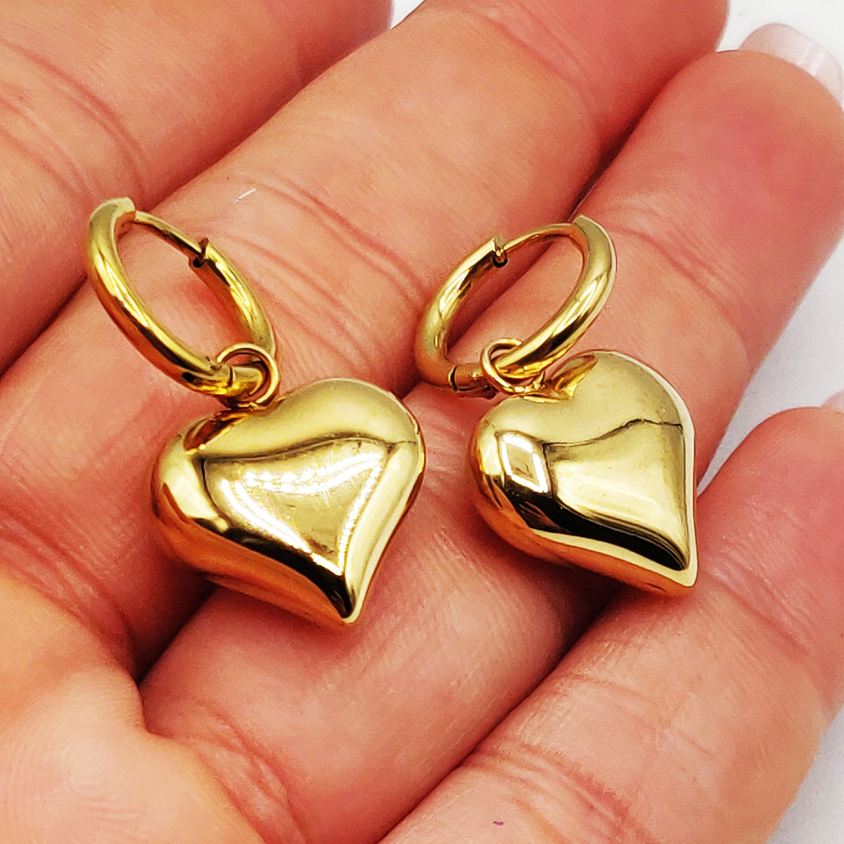 Boucles d'oreilles Coeur Bombé Luxe