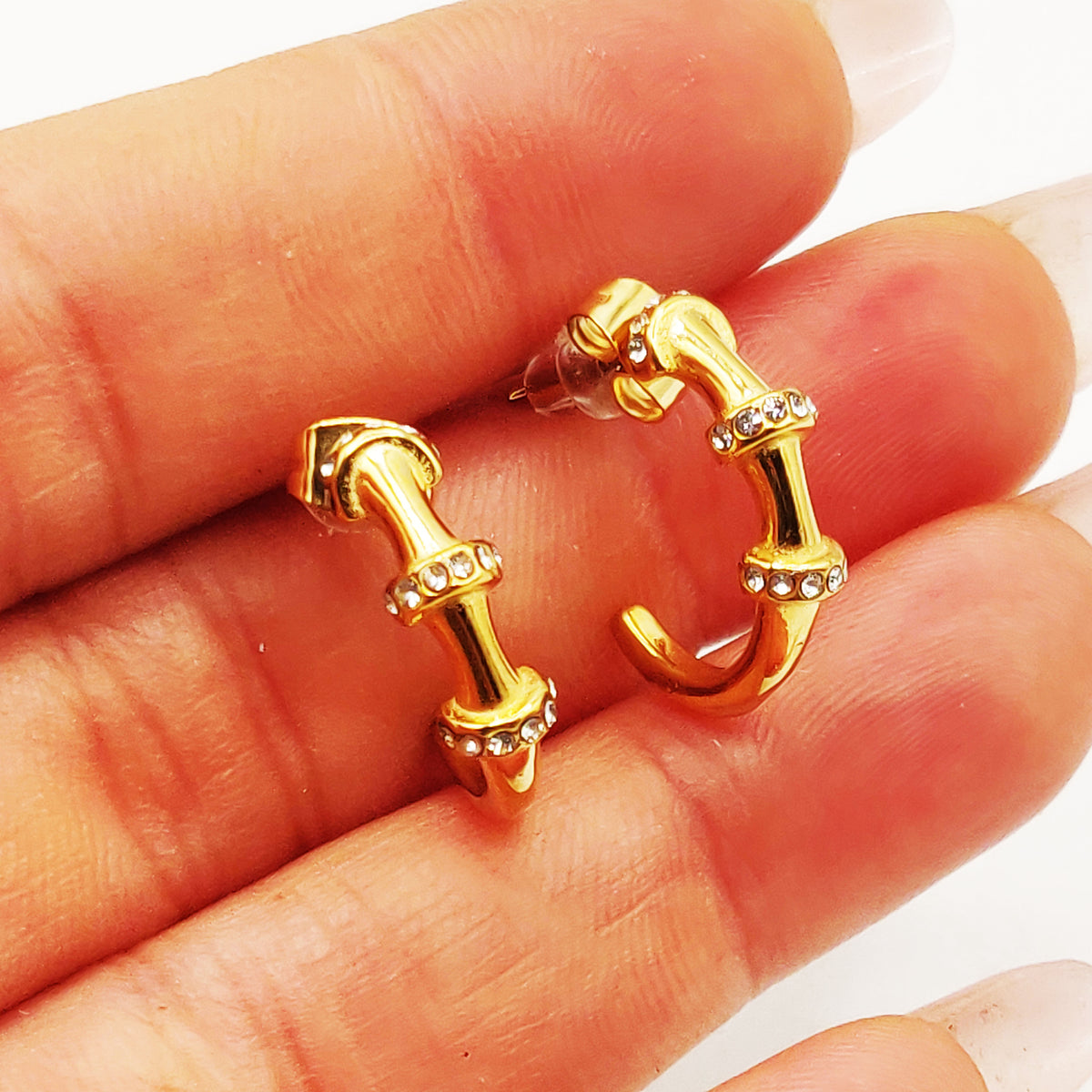 Boucles d'oreilles Os Simple Cristaux