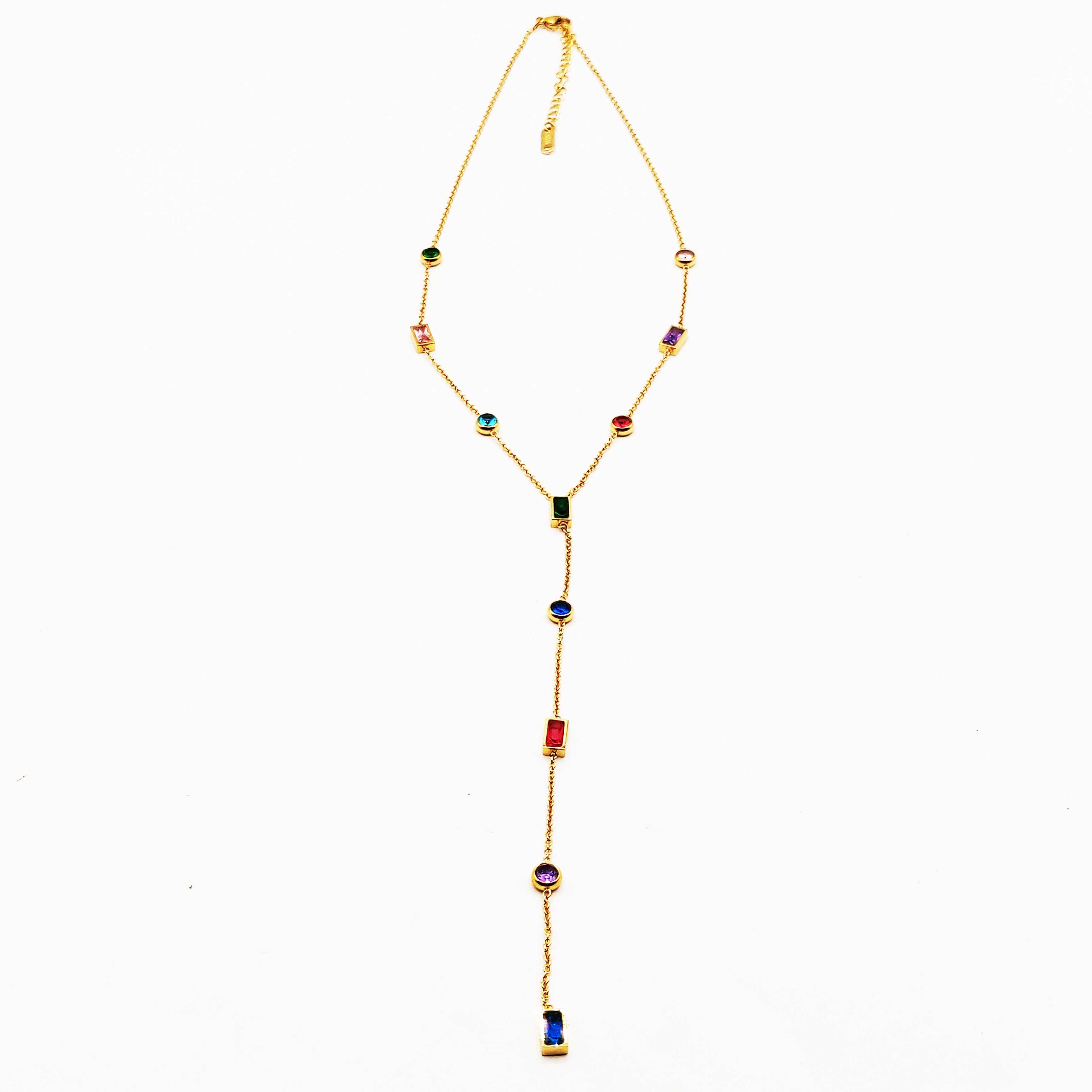 Collier Cristaux Multi Formes Multicolores Descendant