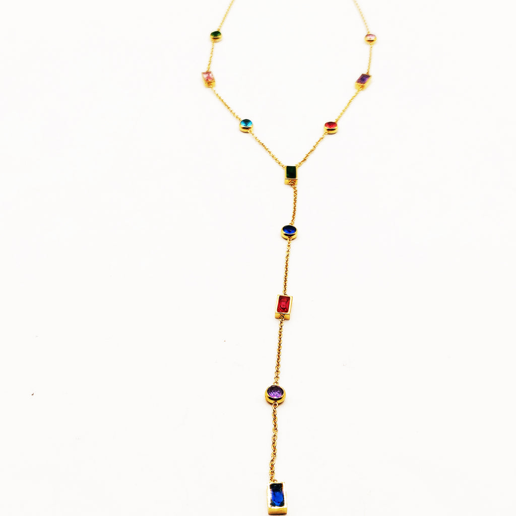 Collier Cristaux Multi Formes Multicolores Descendant