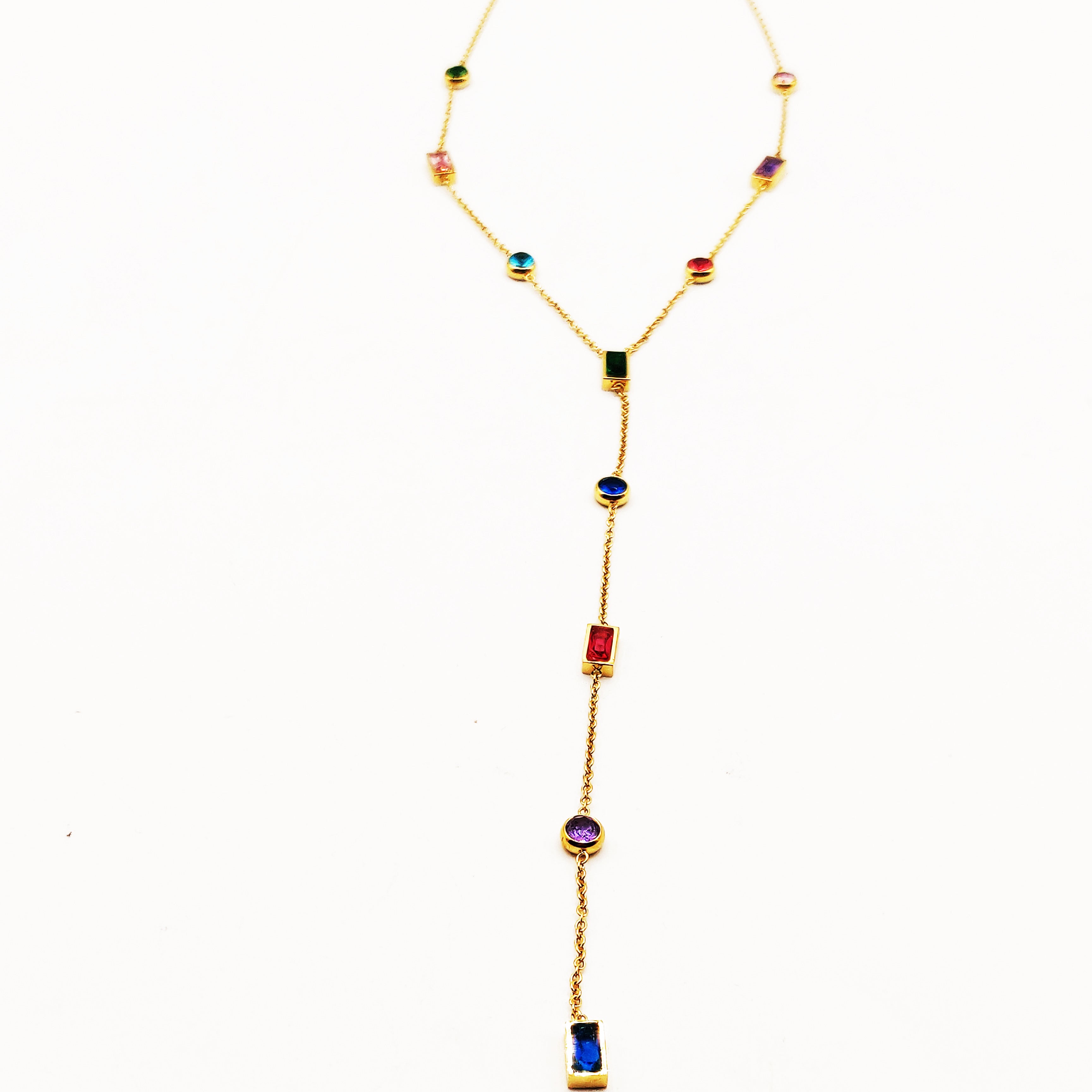 Collier Cristaux Multi Formes Multicolores Descendant