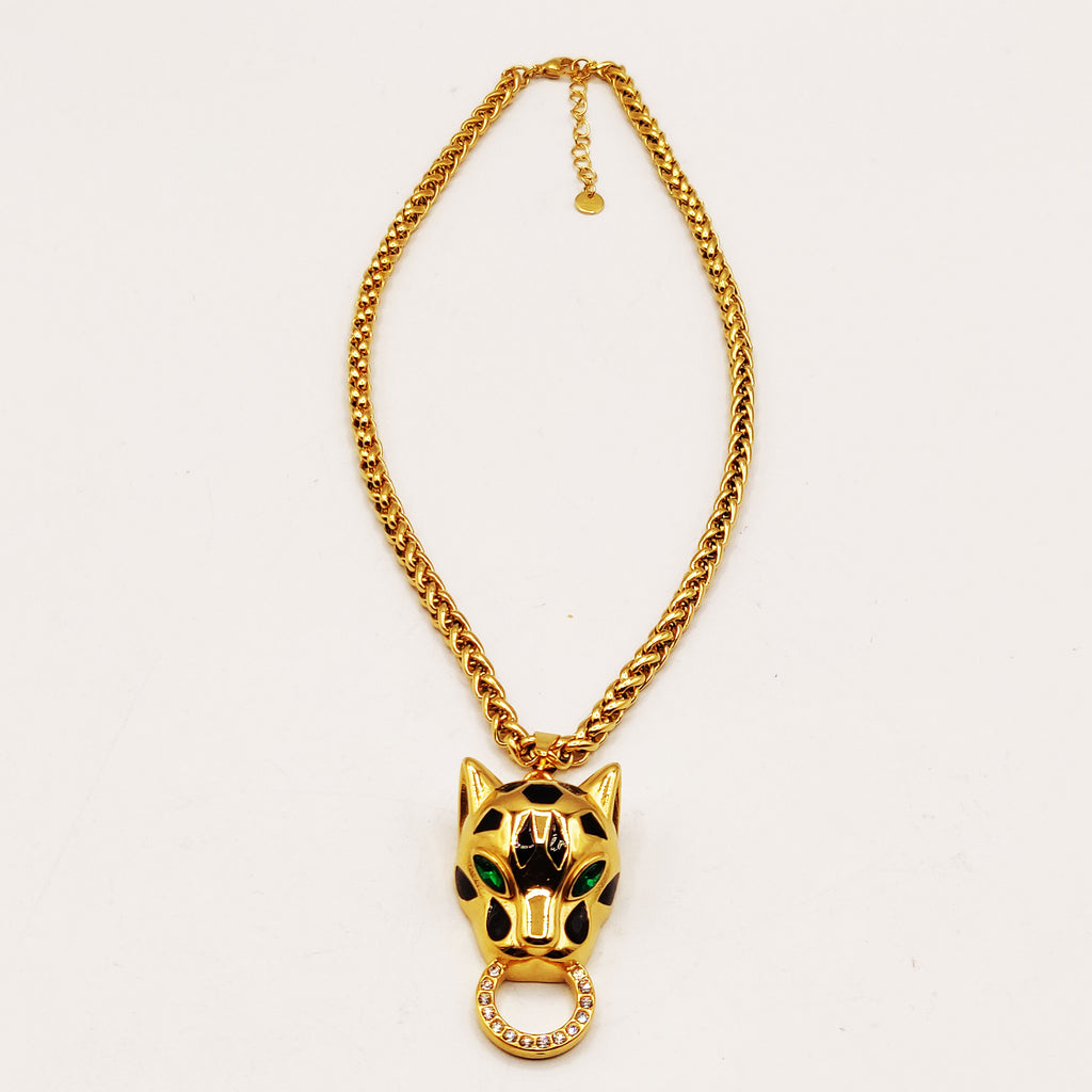Collier Torsade Tête Jaguar Anneau Luxe