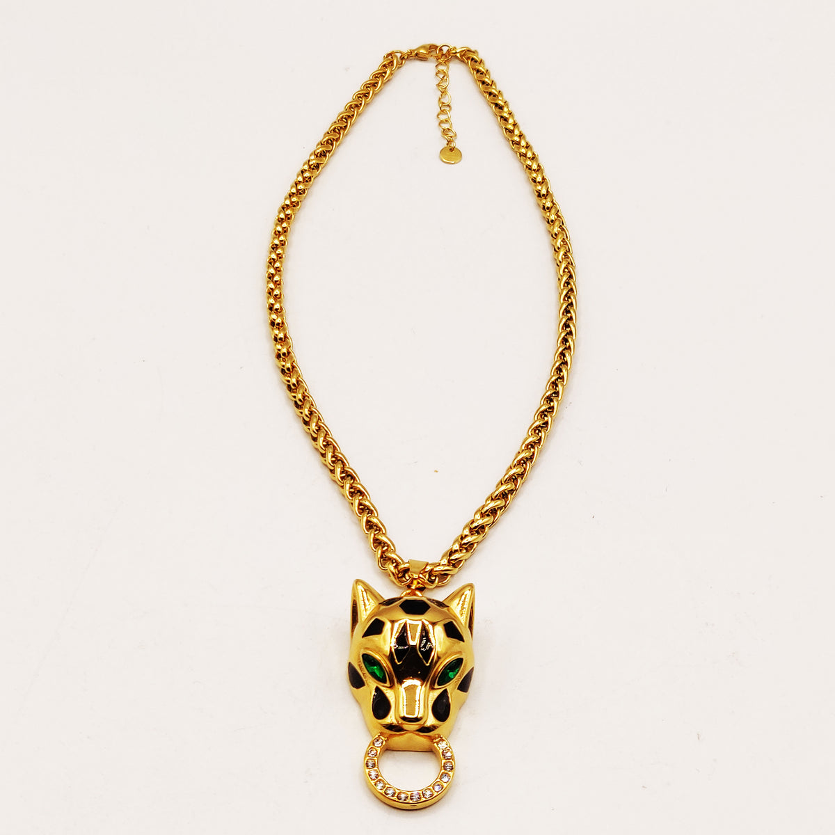 Collier Torsade Tête Jaguar Anneau Luxe