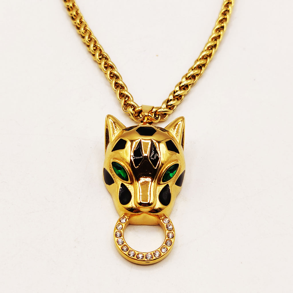 Collier Torsade Tête Jaguar Anneau Luxe