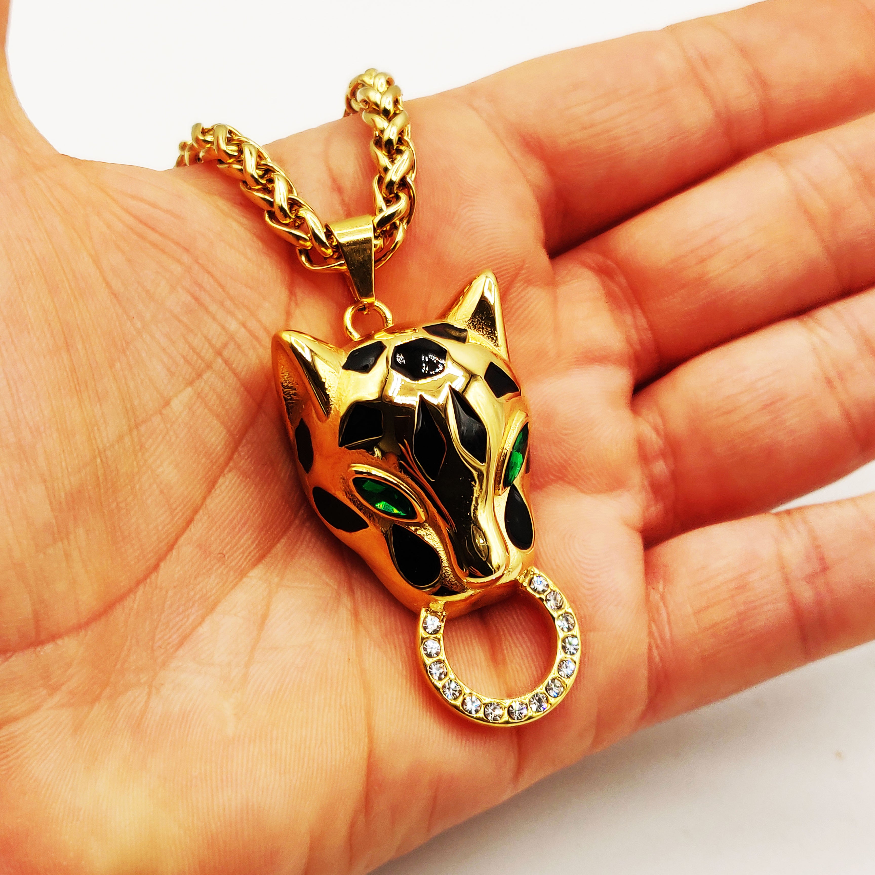 Collier Torsade Tête Jaguar Anneau Luxe